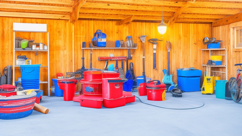 Fűkasza téli tárolás előkészítése rendezett garázs környezetben eszközök szisztematikusan elrendezve üzemanyag leeresztés